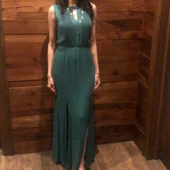 slim fit dress slacks Moss Green Metallic Umbra Dress main image 1
